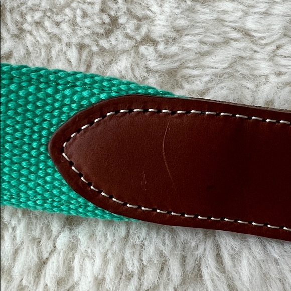 Vineyard Vines St. Pats Day canvas leather belt Camden Green Orange White Men 38 - Picture 10 of 10